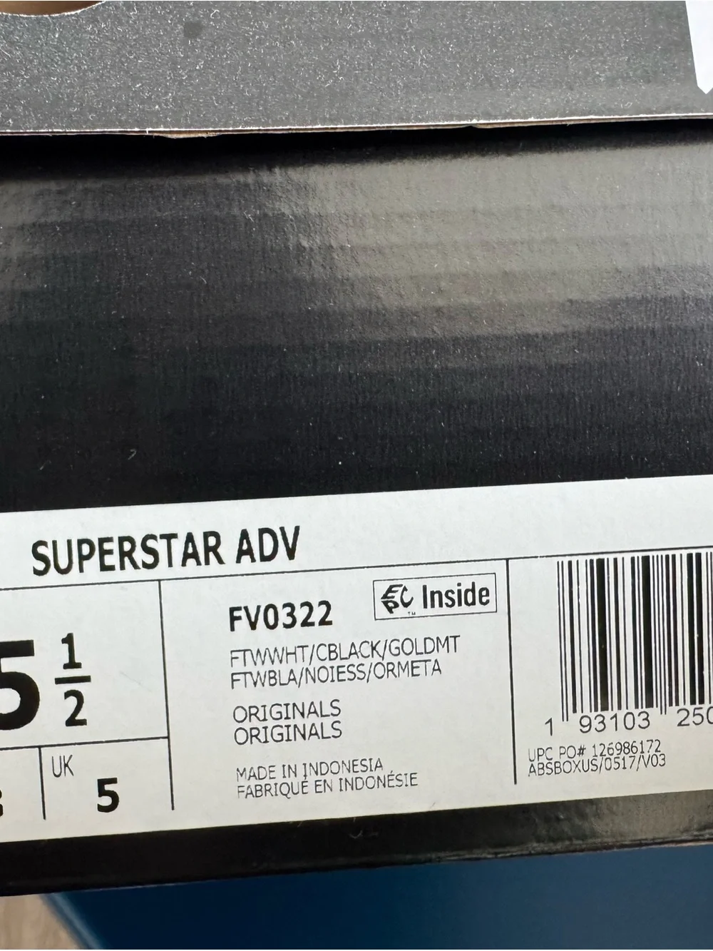 adidas Originals Superstar ADV White with Black Stripes and Gold Accents